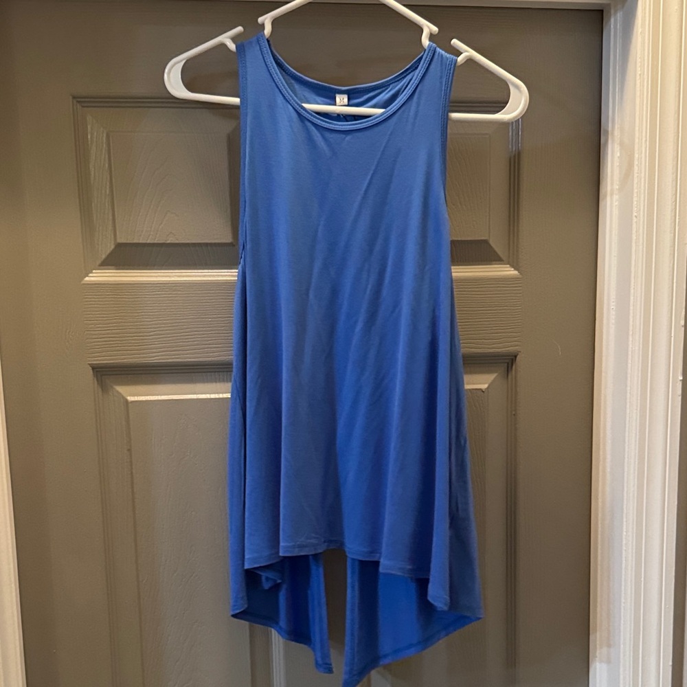 Tie back Blue Sleeveless Tank Top